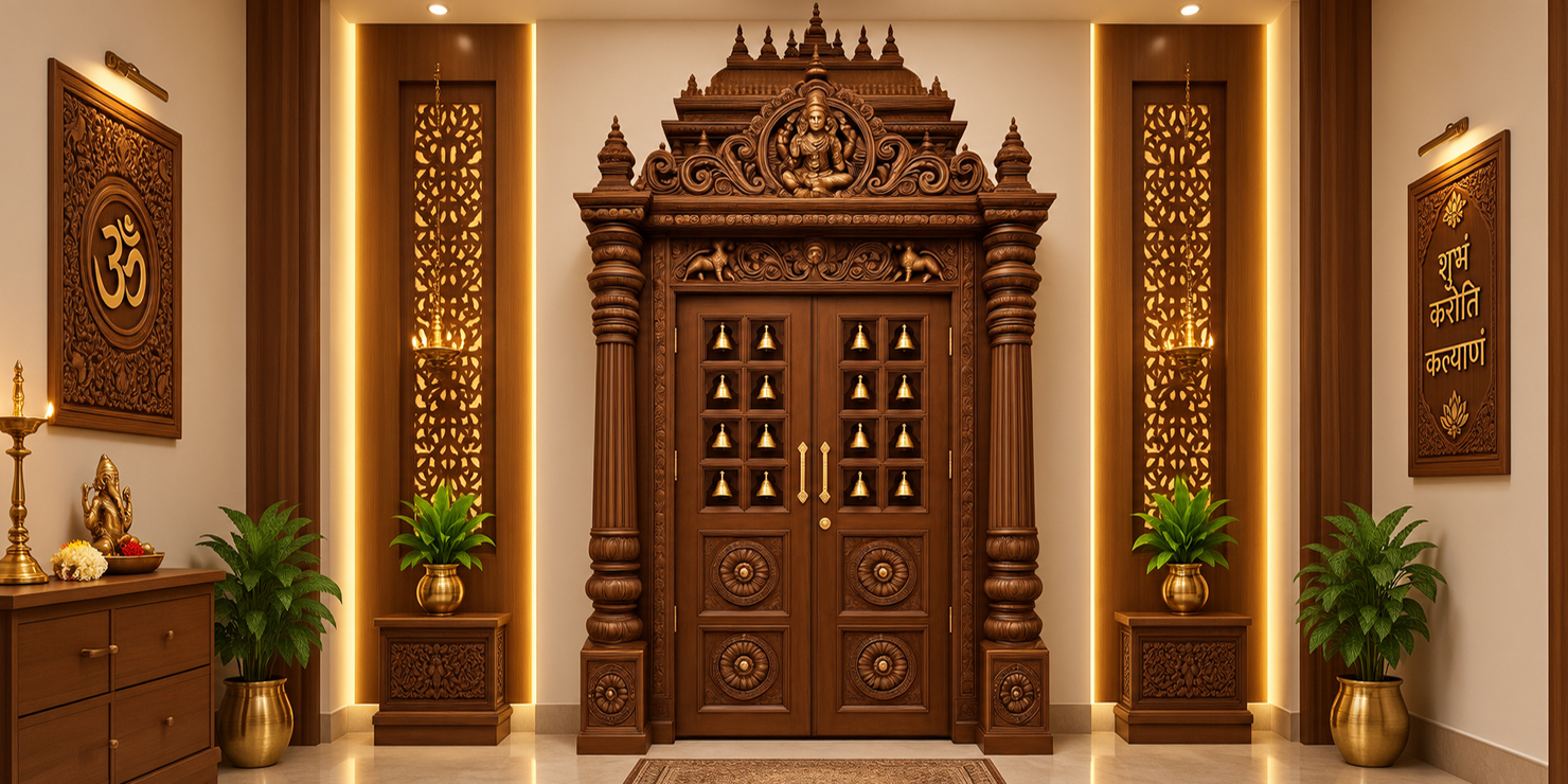 Wooden Pooja Room Door Designs in Hanamkonda